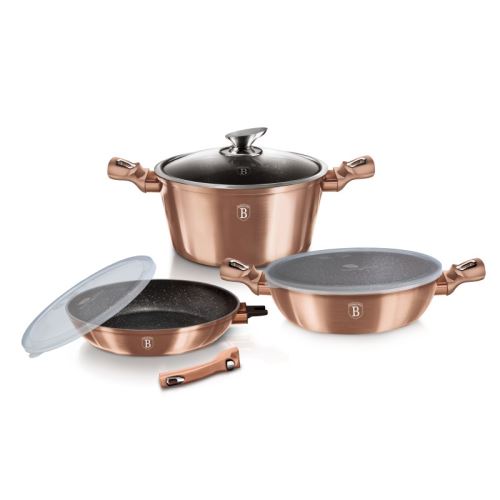 BERLINGERHAUS Sada nádobí s mramorovým povrchem 6 ks Rosegold Metallic Line