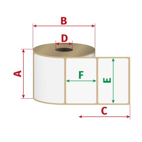 Etikety 55mm x 25mm termoetikety, černá značka, cena za 1250 ks/ 1kotouč/D40