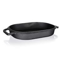 Pekáč Banquet litinový Excellent 39 x 26 x 14 cm, 3 + 4 l, oválný s víkem, černý (7)