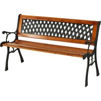 PROGARDEN Zahradní lavice kov a dřevo 125 x 52 x 73 cm KO-YA3000060 (1)