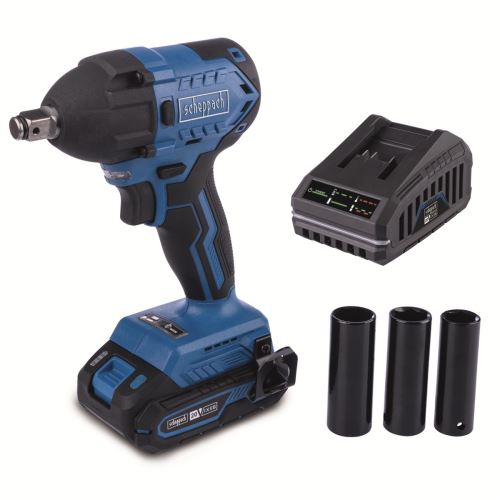 aku 20 V IXES rázový utahovák + 2Ah baterie + nabíječka 2,4 A Scheppach BC-IW350-X-SET S