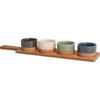EXCELLENT HOUSEWARE Sada misek na pochutiny servírovací s prkénkem 4 ks KO-210001100 (1)