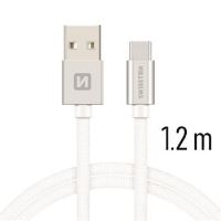 Swissten TEXTILE USB/USB-C 1,2M SILVER Swissten TEXTILE USB/USB-C 1,2M SILVER