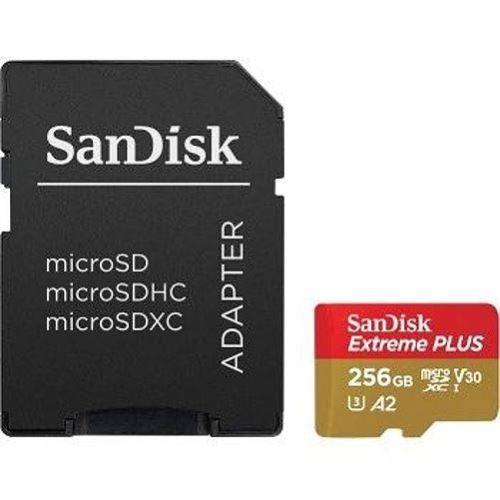 Paměťová karta Sandisk Extreme PLUS microSDXC 256GB A2 C10 V30 UHS-I U3 200MB/s (čtení), 140MB/s (zápis) + SD Adapter