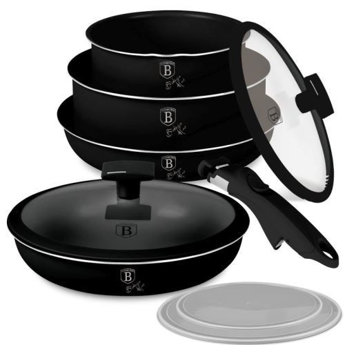 BERLINGERHAUS Sada nádobí s titanovým povrchem 9 ks Matte Black Collection BH-8257