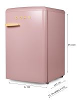 Retro mrazák - růžový s dekorací dřeva - DOMO DO91776R, Objem mrazáku: 80 l *, Třída: C, (š x h x v): 54 x 62 x 87,5 cm (2)