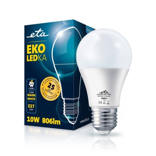 Žárovka LED ETA EKO LEDka klasik 10W, E27, neutrální bílá (A60W10NW)