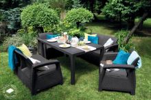 Zahradní nábytek Keter Corfu Fiesta set dvě dvousedačky + dvě křesla + stůl grafitový (1)