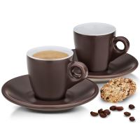 KELA Hrnek na espresso s podšálkem sada 4 ks MATTIA čokoládová KL-12755 (1)