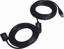 Kabel USB 2.0 aktivní prodlužovací adaptér 25m, černý (1)