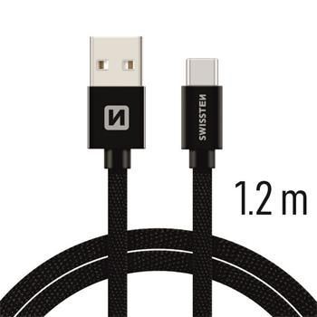 Swissten TEXTILE USB / USB-C 1,2M ČERNÝ