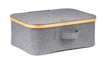 Úložný box G21 40 x 30 x 15 cm, bambusový s víkem, šedý (18)