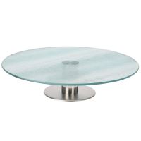 EXCELLENT Podnos na dort servírovací sklo mléčné 30 cm KO-101001040 (1)