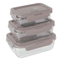 BERLINGERHAUS Dóza na potraviny s víkem skleněná sada 3 ks Taupe Collection BH-8792 (4)