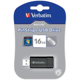 USB FD 16GB PINSTRIPE BLACK VERBATIM