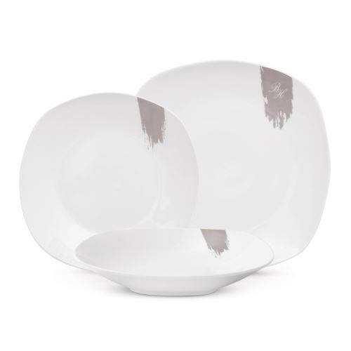 BERLINGERHAUS Jídelní sada talířů 18 ks Taupe Collection bílá-šedá BH-10202