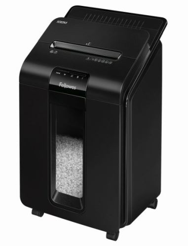 Skartovač Fellowes AutoMax 100 M P-4, Cross cut 4×10mm, zásuvka 100listů, 23l, Credit Card - CASHBACK 650 Kč