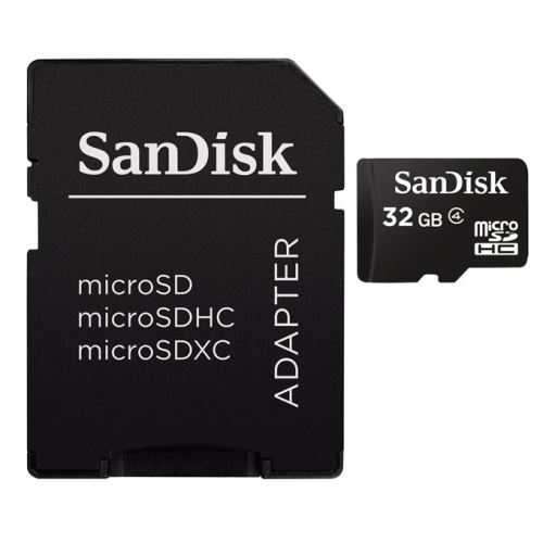 Paměťová karta Sandisk microSDHC 32 GB class 4 + adaptér