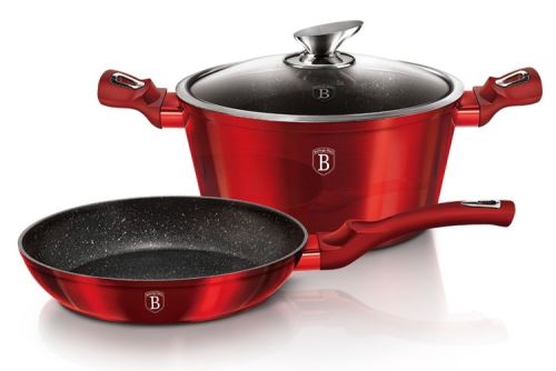 Sada nádobí Berlingerhaus s mramorovým povrchem 3 ks Burgundy Metallic Line BH-1291