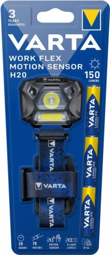 Čelová svítilna VARTA 18648 Work Flex Motion Senzor, LED, 3W+COB, 3xAAA, odolná SV18648