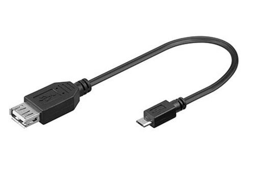 Kabel USB A (F)-microUSB B(M), 5pinů, 20cm, černý