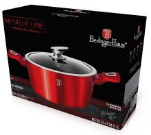 Hrnec Berlingerhaus BH-1258 Burgundy Metallic Line s mramorovým povrchem a poklicí 28 cm (1)