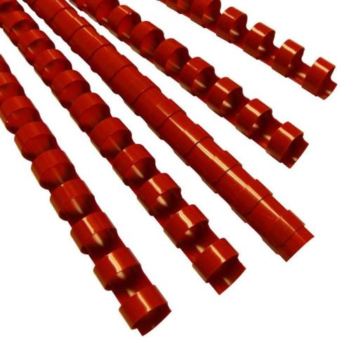 Vázací hřbet Eurosupplies / OEM plastový A4 průměr 12,5 (12) mm červený 100ks