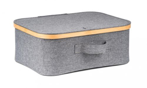 Úložný box G21 40 x 30 x 15 cm, bambusový s víkem, šedý