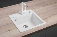 Granitový dřez bez odkapu DG00C50wh Cubis BÍLÝ CONCEPT