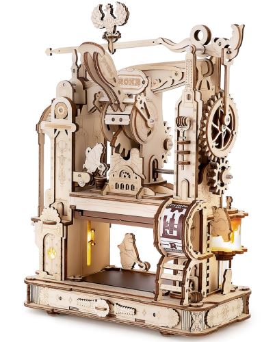 Hračka Robotime 3D dřevěné mechanické puzzle Tiskařský lis