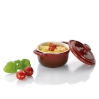 KELA Servírovací a zapékací mísa Malin keramická červená s poklicí 9,5cm 14,0cm KL-11839 (1)