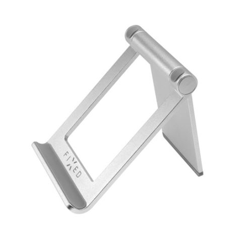 Stojánek FIXED Frame TAB na stůl pro mobilní telefony a tablety, hliníkový stříbrný
