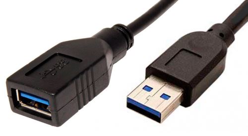Kabel USB 3.0 A-A 0,8m A(M)- A(F) prodlužovací, černý