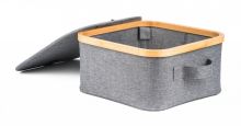 Úložný box G21 30 x 30 x 15 cm, bambusový s víkem, šedý (3)