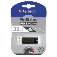 32GB USB Flash 3.0 PinStripe Bk VERBATIM (1)