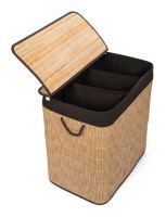 Koš na prádlo G21 150 l s rozdělovači, ratanový design s hnědým košem (4)