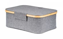 Úložný box G21 40 x 30 x 15 cm, bambusový s víkem, šedý (2)