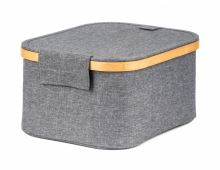 Úložný box G21 24 x 30 x 15 cm, bambusový s víkem, šedý (2)