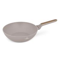 BERLINGERHAUS Pánev WOK s titanovým povrchem a poklicí 28 cm 28 cm Taupe Nordic Collection BH-8334 (1)