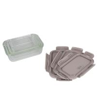 BERLINGERHAUS Dóza na potraviny s víkem skleněná sada 3 ks Taupe Collection BH-8792 (3)
