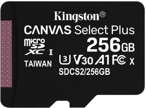 Paměťová karta Kingston Canvas Select Plus  A1 256GB microSDXC, Class 10, 100R/85W bez adaptéru