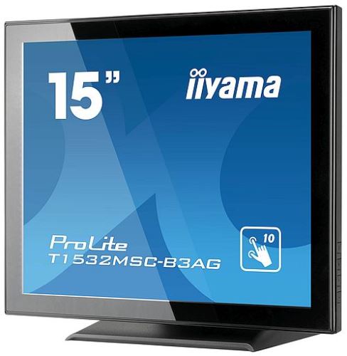 Dotykový monitor IIYAMA ProLite T1532MSC-B5X, 15" LED, PCAP, 8ms, 330cd/m2, USB, VGA/HDMI/DP, ZB, černý