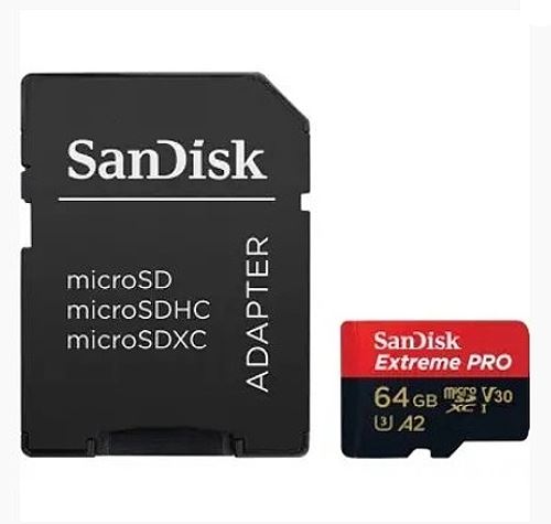 Paměťová karta Sandisk Extreme PRO microSDXC 64GB 200MB/s / 90MB/s  A2 C10 V30 UHS-I U3, adapter