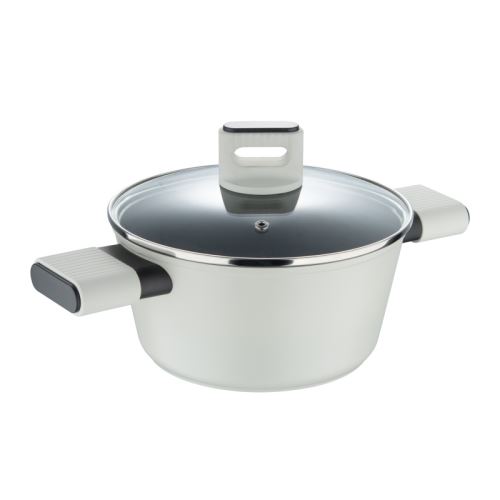 BERGNER Kastrol s poklicí s nepřilnavým povrchem LINES 20 cm šedobílá BG-56091-GY