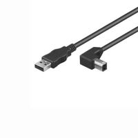 Kabel USB 2.0 A-B 2m, černý, 90° konektor Kabel USB 2.0 A-B 2m, černý, 90° konektor