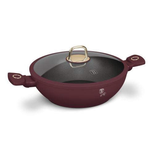 BERLINGERHAUS Pánev wok s poklicí a titanovým povrchem 30 cm Leonardo Collection BH-8035
