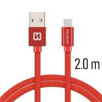 Swissten TEXTILE USB/USB-C 2,0M RED Swissten TEXTILE USB/USB-C 2,0M RED