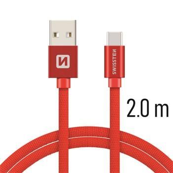 Swissten TEXTILE USB/USB-C 2,0M RED