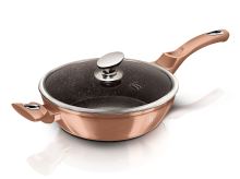 BERLINGERHAUS Pánev hluboká s mramorovým povrchem a poklicí 28 cm Rosegold Metallic Line BH-1518 (1)