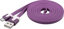 Kabel micro USB 2.0, A-B 2 m, plochý PVC kabel, fialový (1)